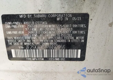 2023 Subaru Forester Premium from USA, damaged, VIN JF2SKADC7PH492956